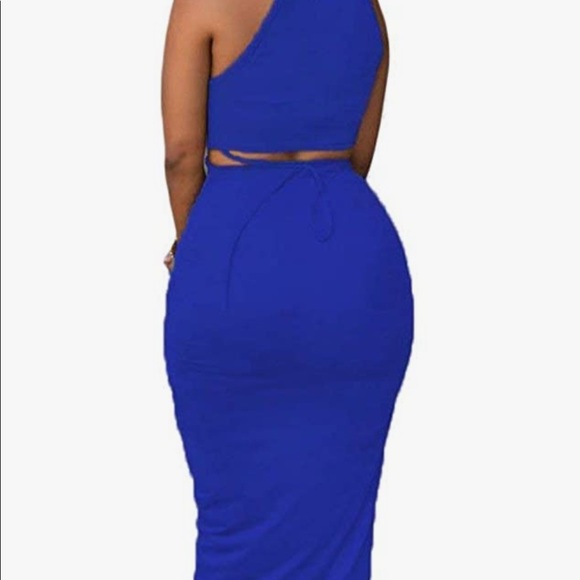 Womens Sexy Cotton Sleeveless Slit Two Piece Maxi Skirt Set - Picture 2 of 6